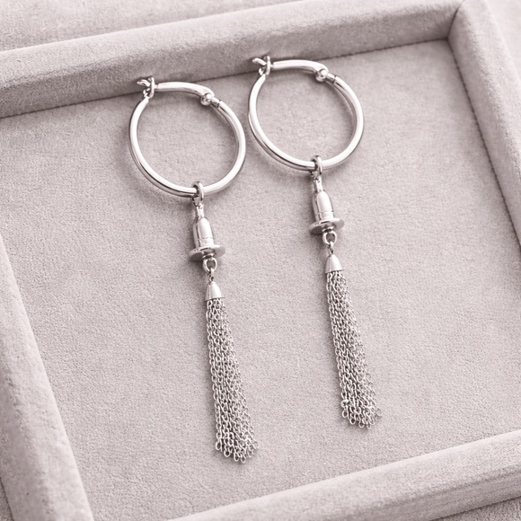 Chamilia Jewelry - Chamilia CHAM 925 Silver Tassel Drop Hoop Earrings Interchangeable Set EUC #364